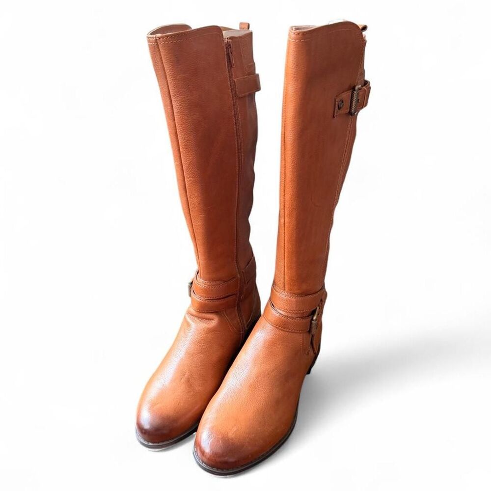Naturalizer Jordan Wide Calf Riding Boots Women’s 10 Cognac Brown Leather